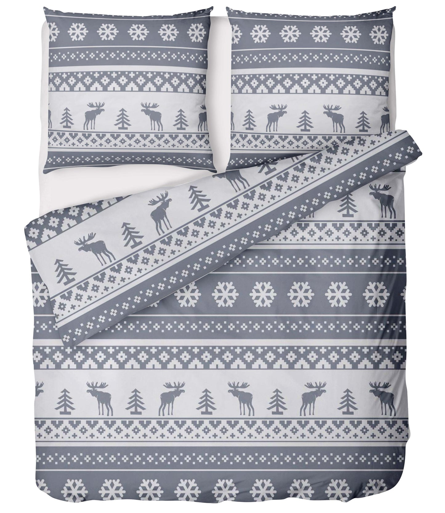 Biber Bettwäsche-Set 135x200cm Christmas in Grau Weiß