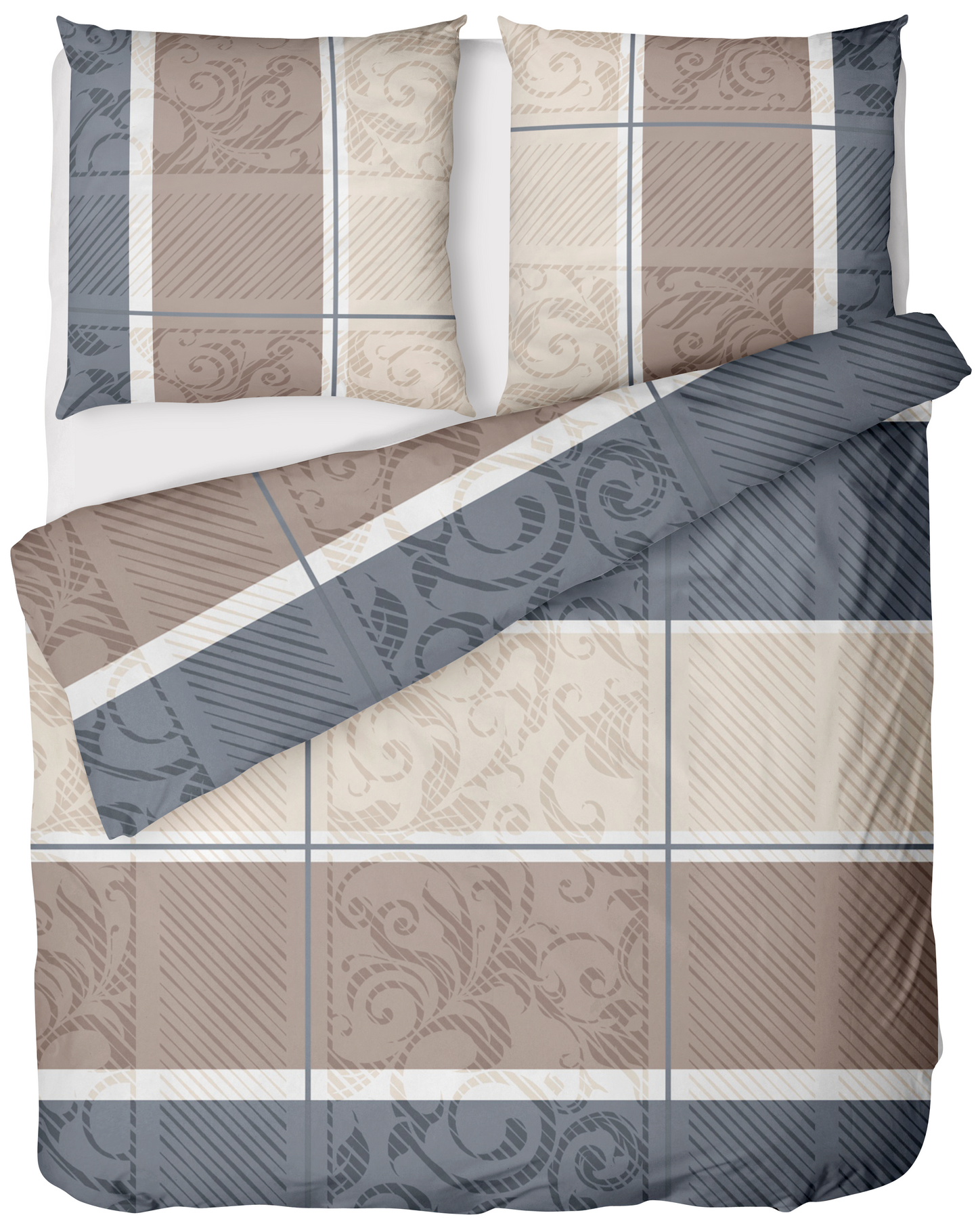 Biber Bettwäsche-Set 135x200cm Paisley in Taupe Beige