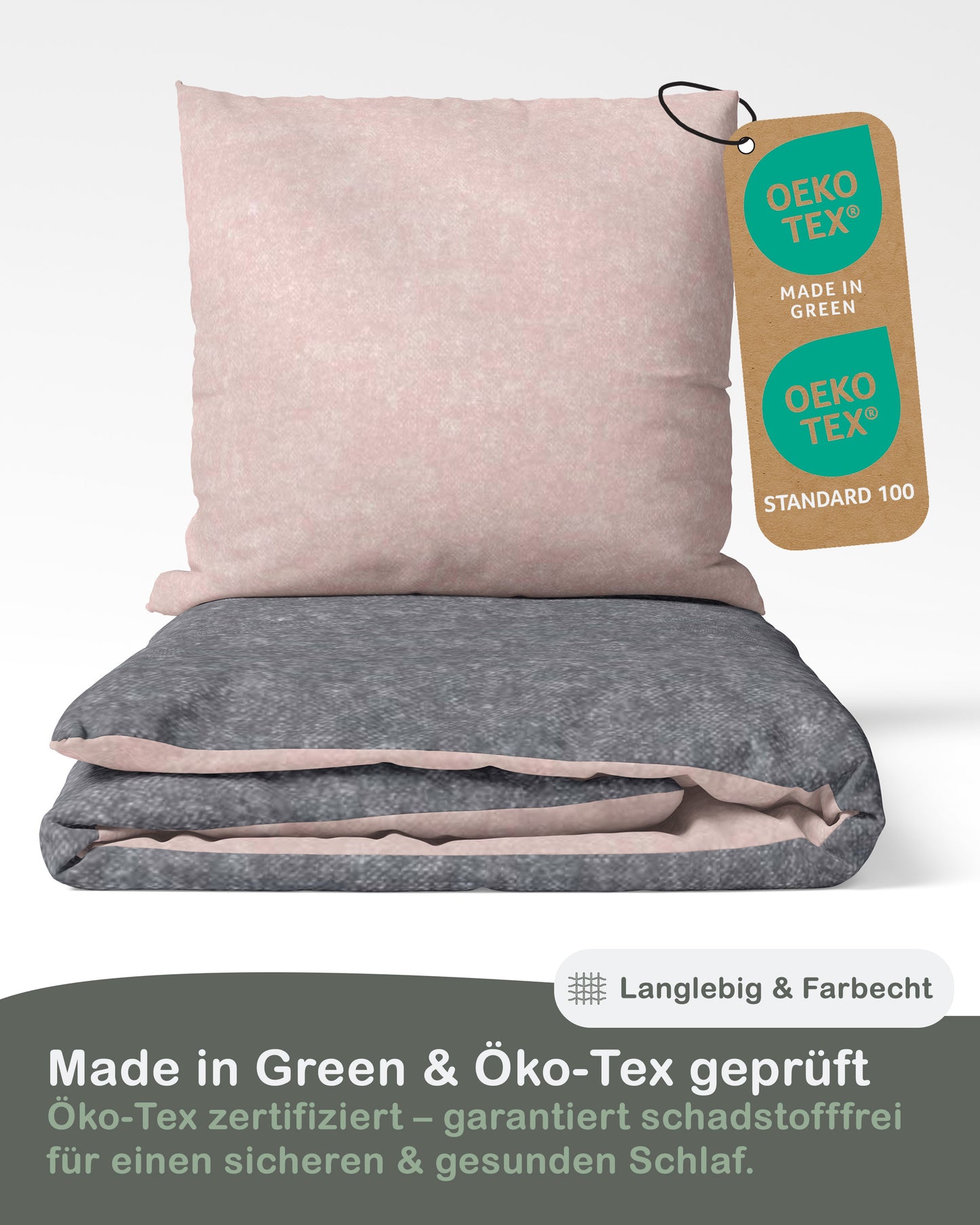 Biber Bettwäsche-Set Wendebettwäsche in Rosa Anthrazit