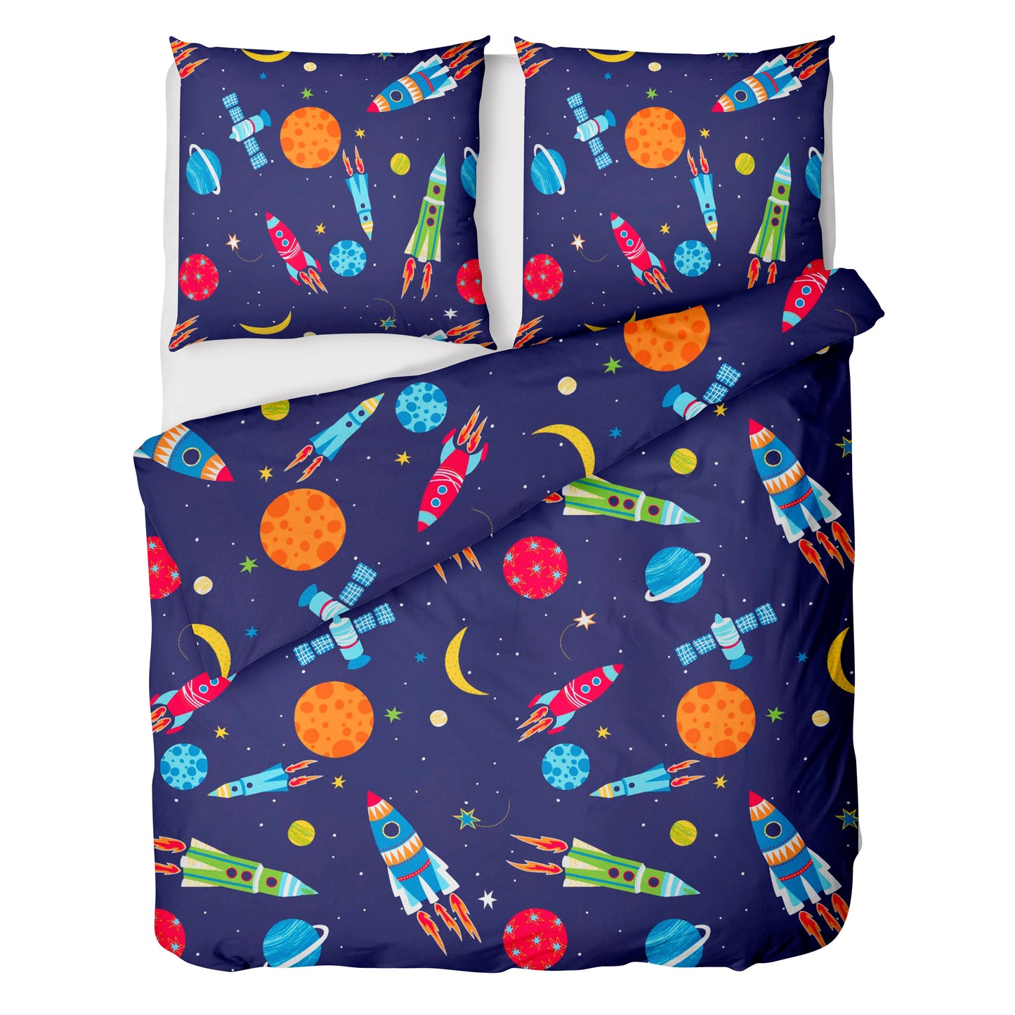 Renforce Bettwäsche-Set 135x200cm Astronaut in Navy Blau