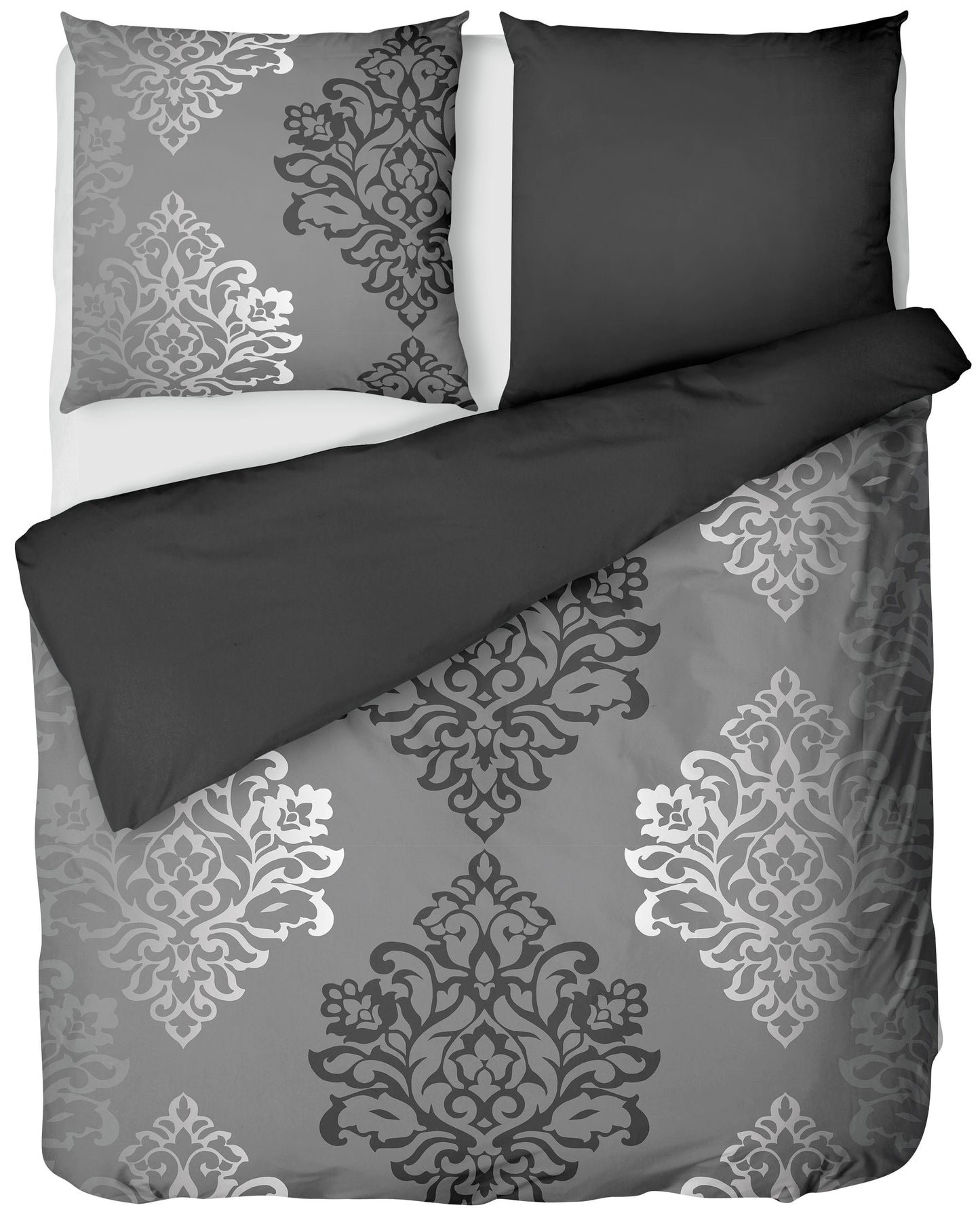 Biber Bettwäsche-Set 135x200cm Ornamente in Anthrazit