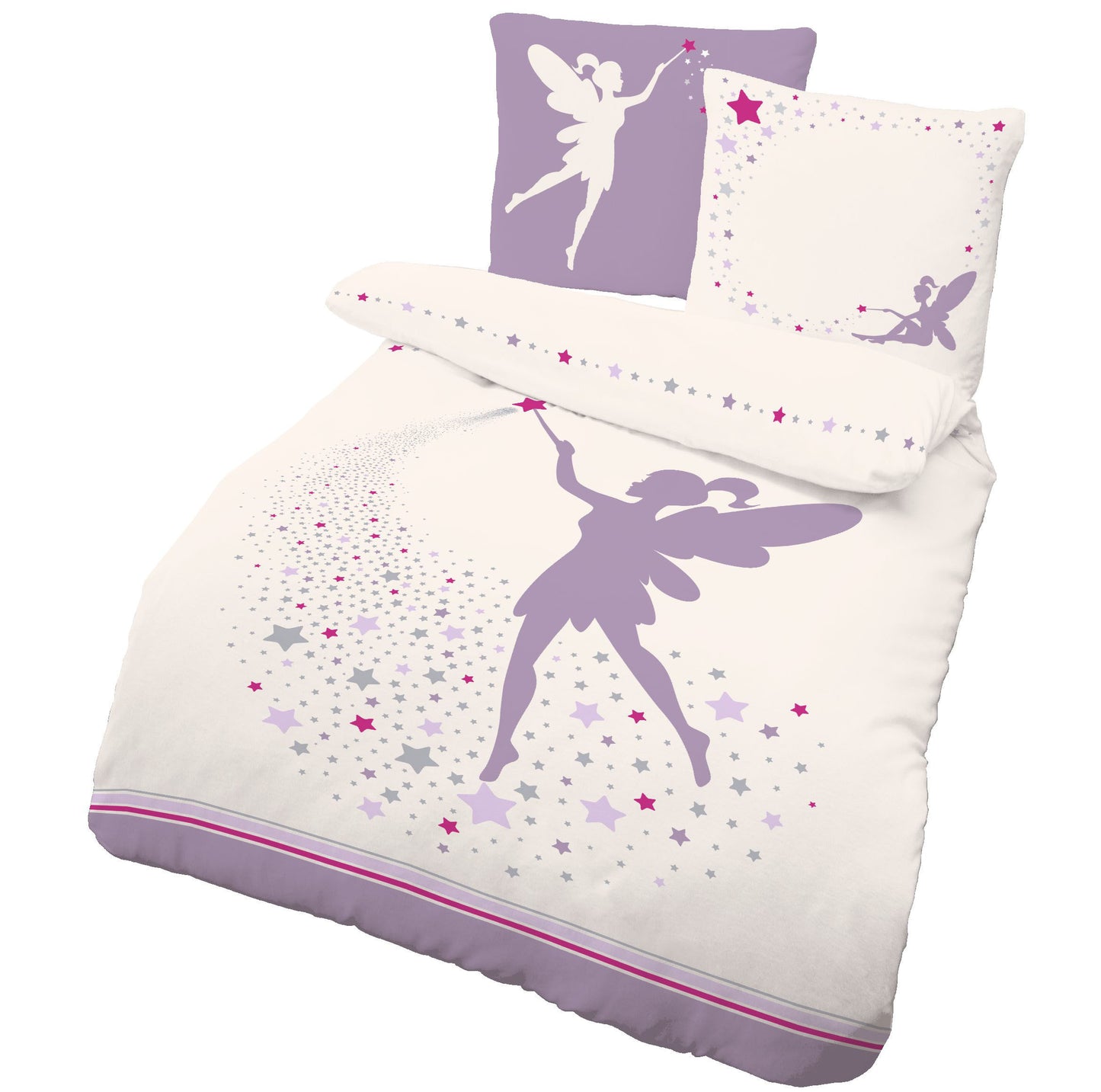 Renforce Bettwäsche-Set 135x200cm Fee in Weiß Rosa