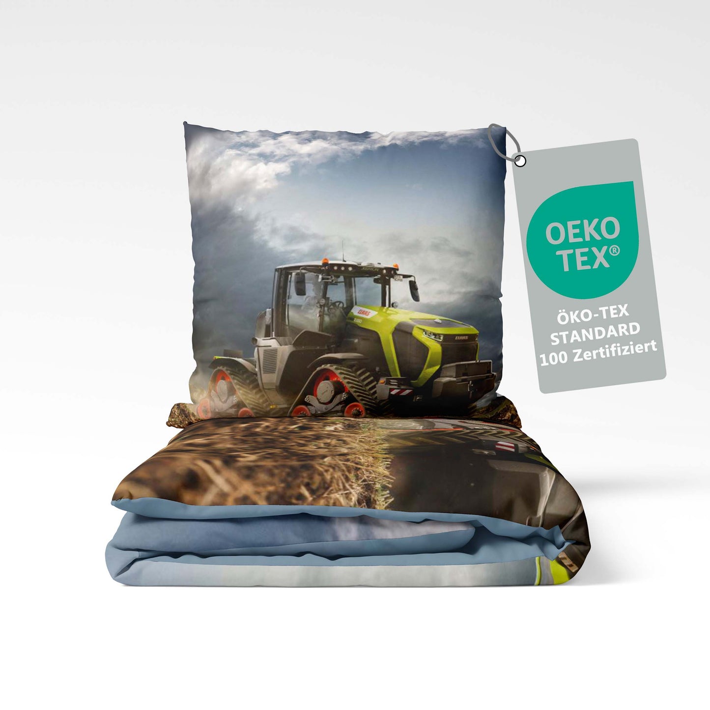Claas XERION Bettwäsche-Set 135x200cm Traktor Motiv in Blau