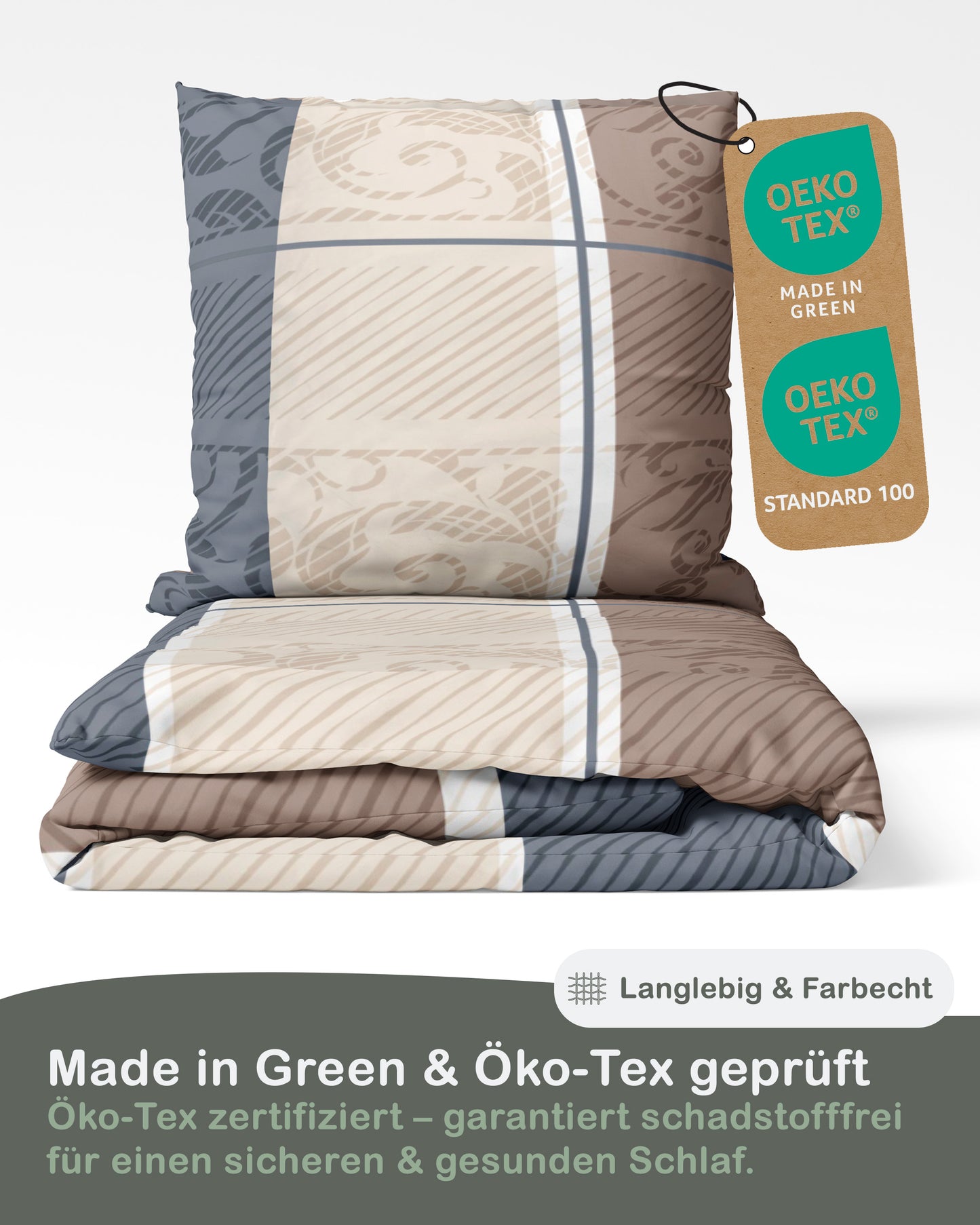 Biber Bettwäsche-Set Paisley in Taupe Beige