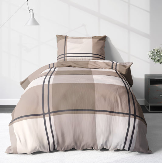 Biber Bettwäsche-Set Karo in Beige
