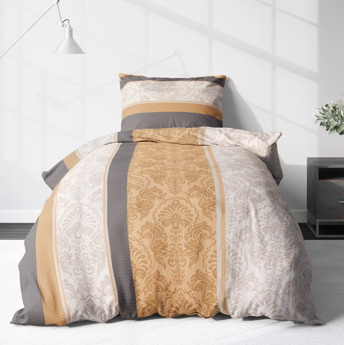 Biber Bettwäsche-Set 135x200cm Paisley in Creme Anthrazit