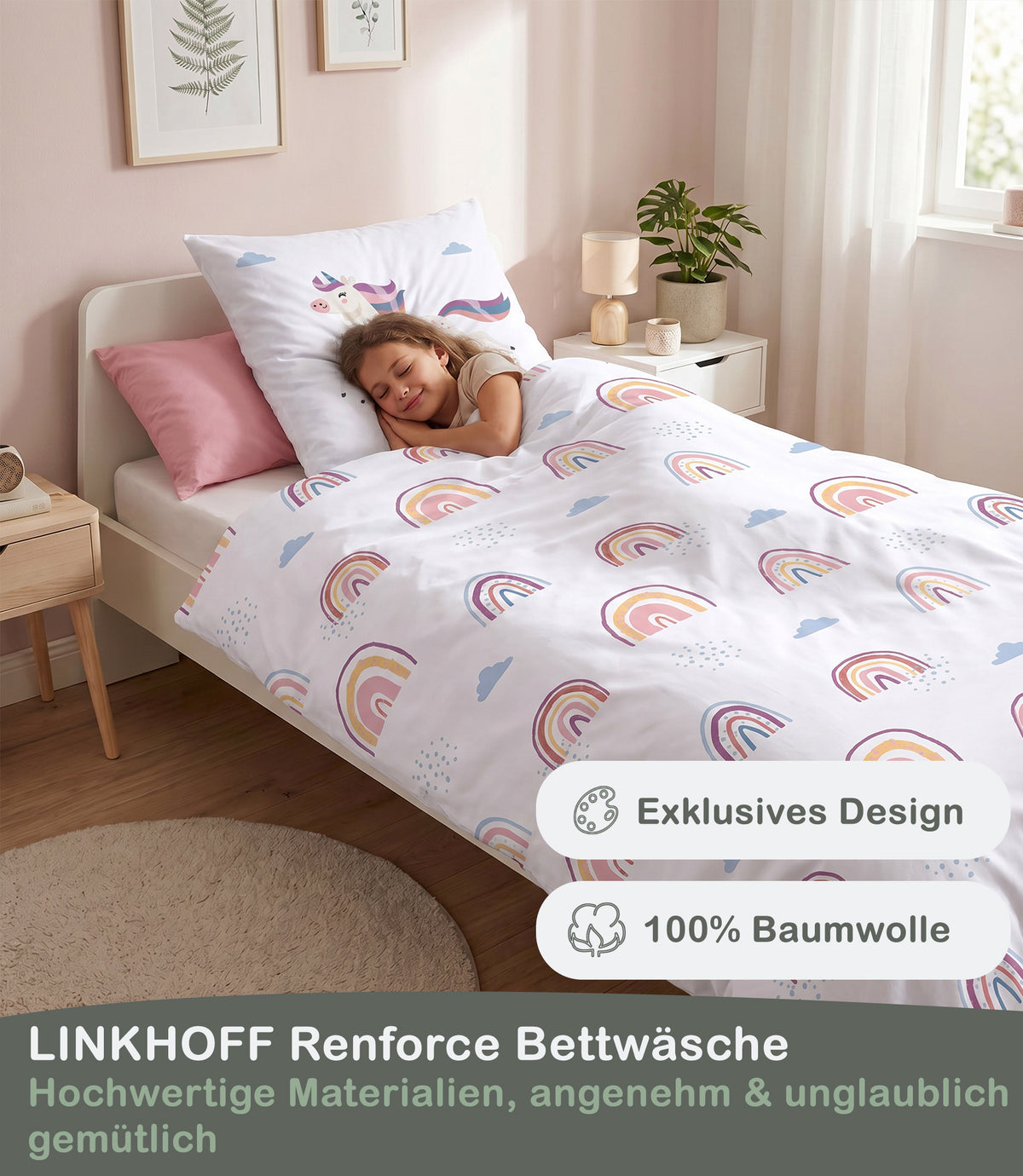 Einhorn Bettwäsche-Set 135x200cm