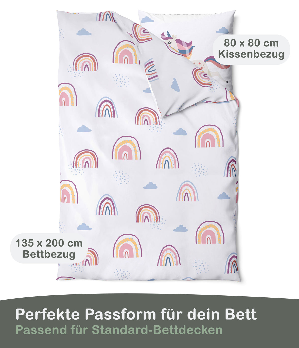 Einhorn Bettwäsche-Set 135x200cm