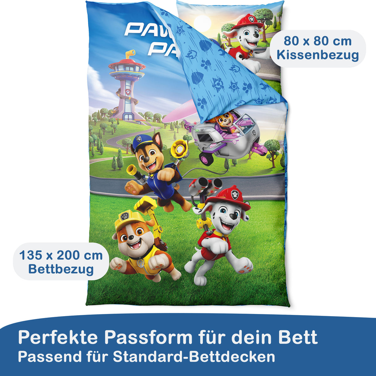 Paw Patrol Bettwäsche-Set 135x200cm Blau