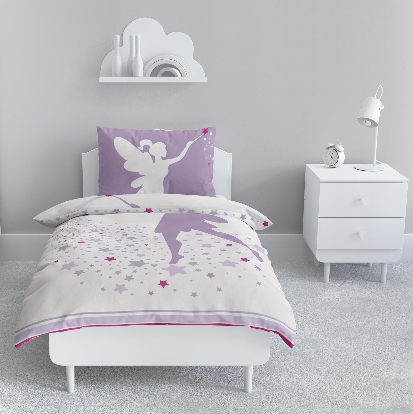 Renforce Bettwäsche-Set 135x200cm Fee in Weiß Rosa