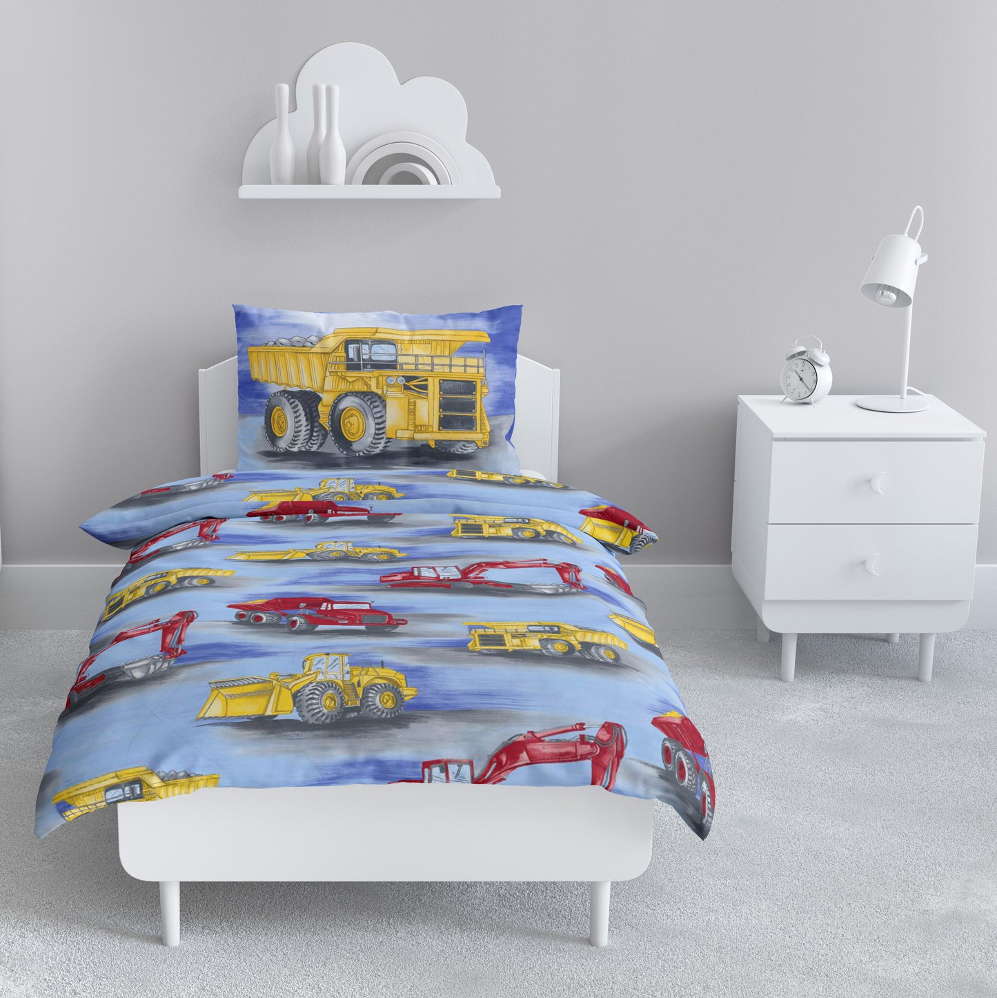 Renforce Bettwäsche-Set 135x200cm Bagger in Blau