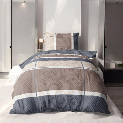 Biber Bettwäsche-Set 135x200cm Paisley in Taupe Beige