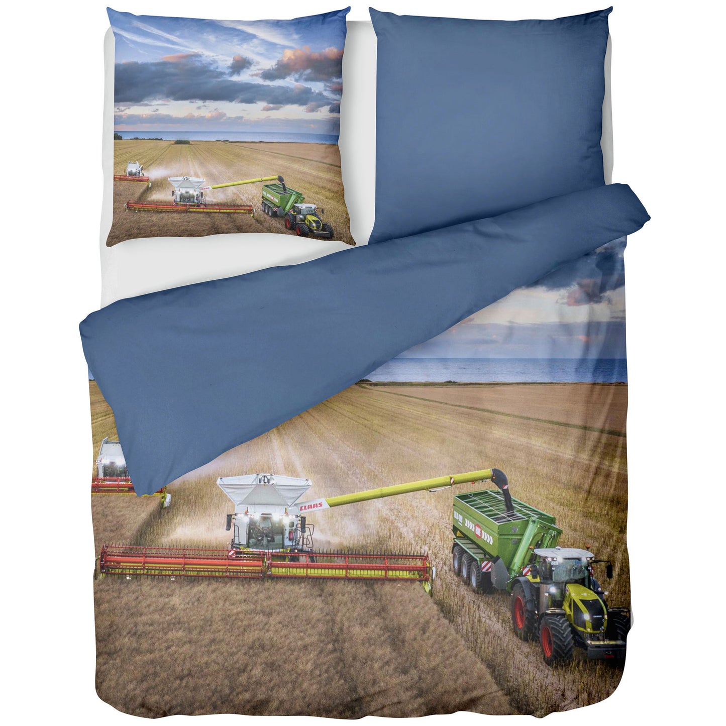 Claas Bettwäsche-Set 135x200cm Mähdrescher in Blau