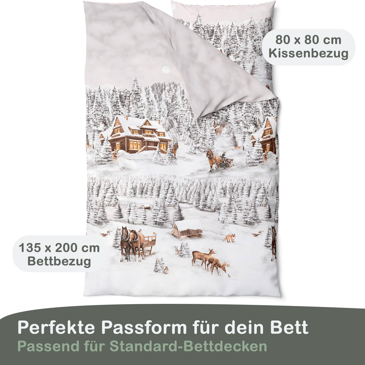 Biber Bettwäsche-Set Winterlandschaft