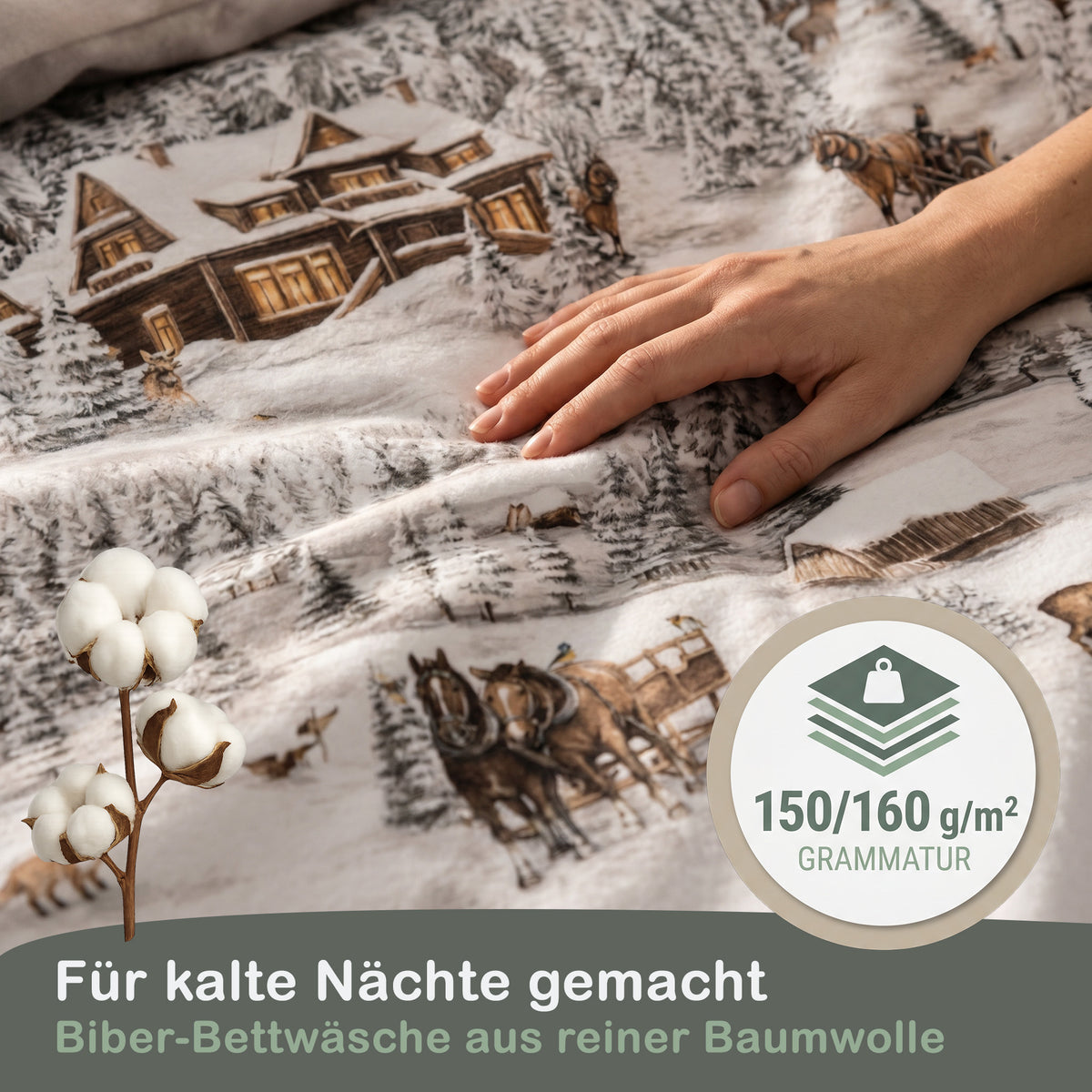 Biber Bettwäsche-Set Winterlandschaft