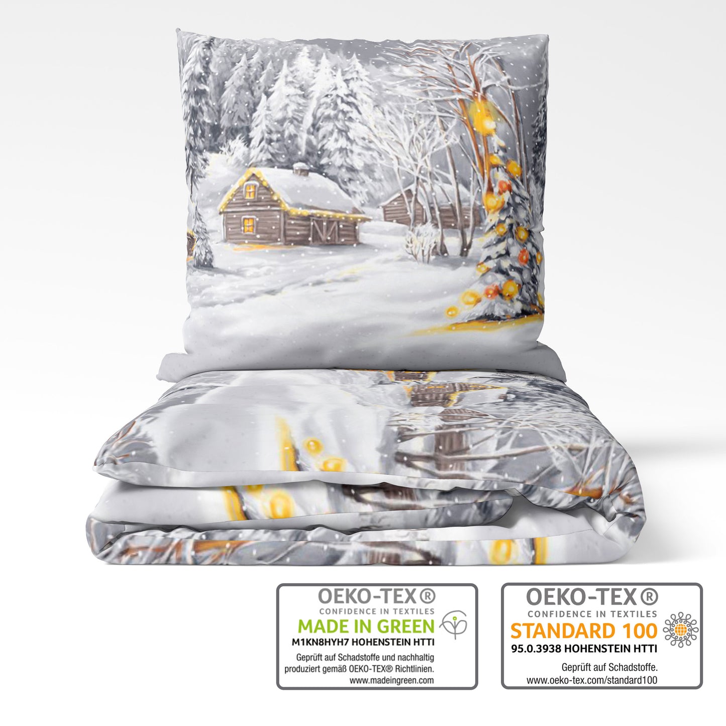 Biber Bettwäsche-Set Winterlandschaft in Grau Winterbettwäsche